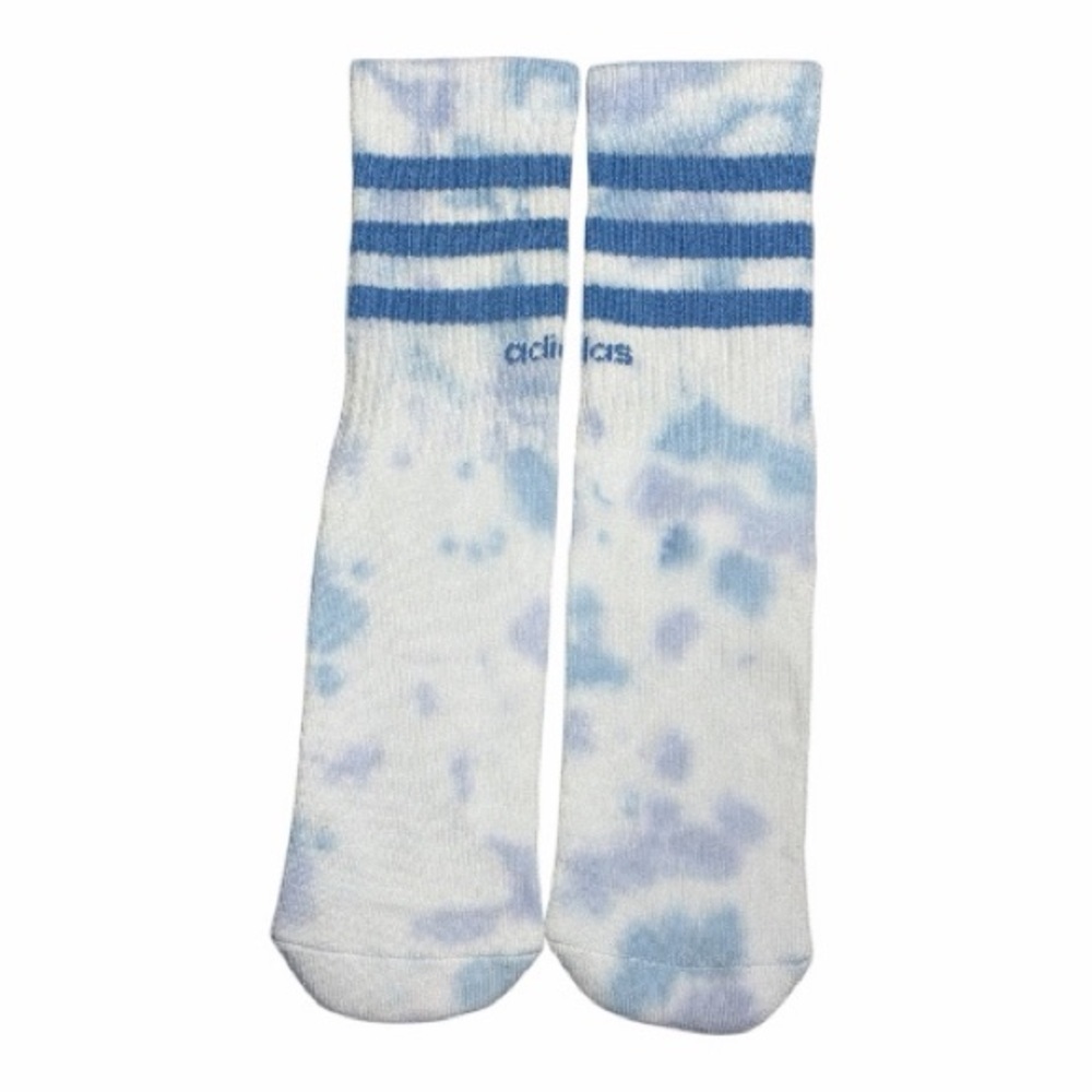 Adidas 3 Stripes Blue Color Wash Socks Size Small